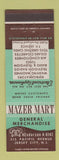 Matchbook Cover - Mazer Mart General Store Jersey City NJ appliances