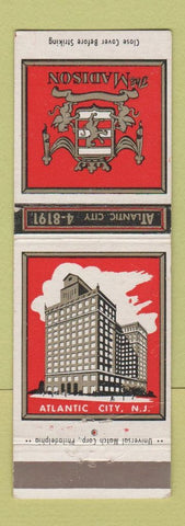 Matchbook Cover - Madison Hotel Atlantic City NJ