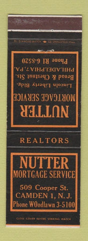 Matchbook Cover - Nutter Mortgage Service Philadelphia PA Camden NJ