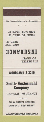 Matchbook Cover - Smith Austermuhl Insurance Camden NJ