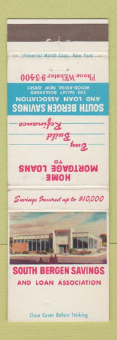 Matchbook Cover - South Bergen Savings and Loan Wood Ridge NJ