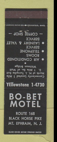Matchbook Cover - Bo Bet Motel Mount Ephraim NJ