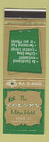 Matchbook Cover - Colony Motor Hotel Somerville NJ