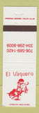 Matchbook Cover - El Vaquero