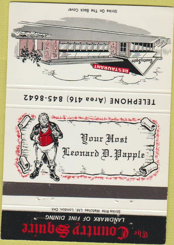 Matchbook Cover - Country Squire Restaurant Oakville ON 40 Strike