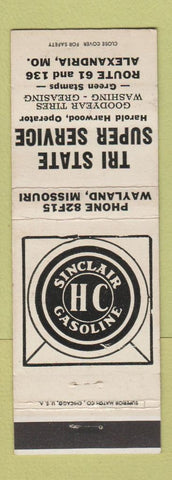 Matchbook Cover - Tri State Sinclair oil gas Alexandria VA