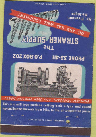 Matchbook Cover - Straker Supply oil gas Mount Pleasant MI WEAR 40 Strike
