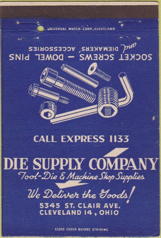 Matchbook Cover - Die Supply Co Cleveland OH Screws 40 Strike