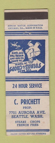 Matchbook Cover - C Prichett Restaurant Seattle WA ARROW