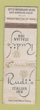 Matchbook Cover - Rudi's Italian Inn Los Angeles CA  WEAR