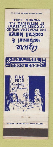 Matchbook Cover - Azure Restaurant Cocktail Lounge St Petersburg FL