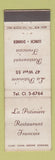 Matchbook Cover - La Potiniere Restaurant French New York City WEAR