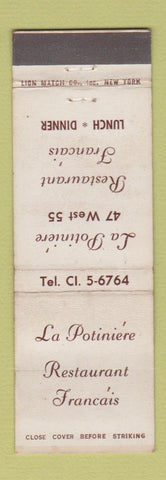 Matchbook Cover - La Potiniere Restaurant French New York City WEAR