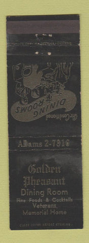 Matchbook Cover - Golden Pheasant Dining Room Freeport IL WORN