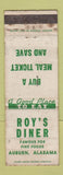 Matchbook Cover - Roy's Diner Auburn AL POOR