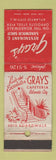 Matchbook Cover - Gray's Restaurant Atlantic City NJ  WEAR