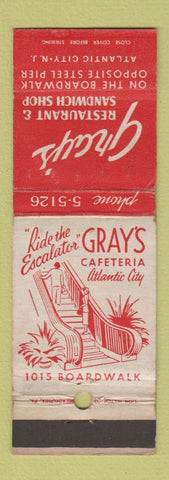 Matchbook Cover - Gray's Restaurant Atlantic City NJ  WEAR