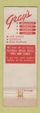 Matchbook Cover - Gray's Restaurant Atlantic City NJ  WEAR