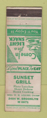 Matchbook Cover - Sunset Grill  WEAR