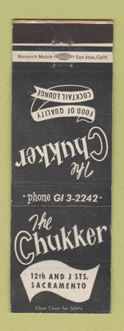 Matchbook Cover - The Chukker Sacramento CA Restaurant WEAR