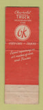 Matchbook Cover - Broadway Chevrolet Somerville MA WORN