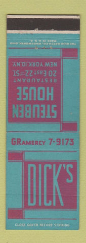 Matchbook Cover - Dick's Steuben House New York City