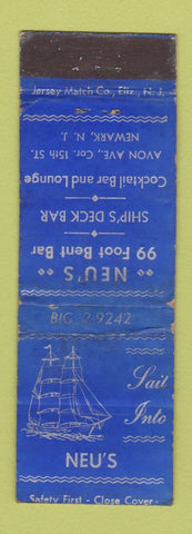 Matchbook Cover - Neu's Cocktail Bar Newark NJ WORN