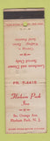 Matchbook Cover - Florham Park Inn NJ WORN