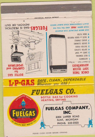 Matchbook Cover - Fuelgas Co Propane Flint MI 40 Strike