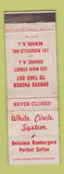 Matchbook Cover - White Circle Hamburgers Orange Newark NJ WEAR