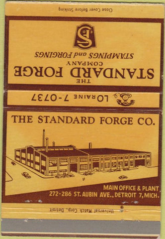 Matchbook Cover - Standard Forge Co Stampings Detroit MI 40 Strike