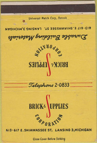 Matchbook Cover - Brick Supplies Corp Lansing MI 40 Strike