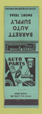 Matchbook Cover - Barrett Auto Supply Emory TX
