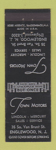 Matchbook Cover - Town Motors Lincoln Mercury Englewood NJ WEAR