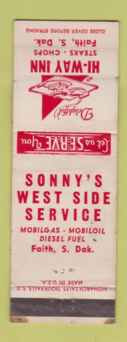 Matchbook Cover - Sonny's West Side Mobil oil gas Faith SD WEAR
