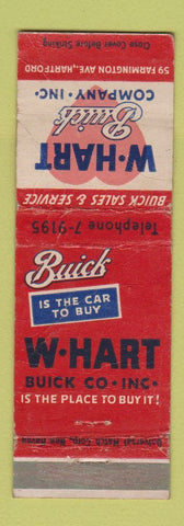 Matchbook Cover - W Hart Buick Hartford CT WORN