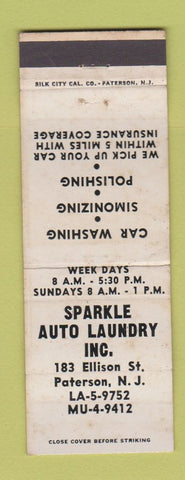 Matchbook Cover - Sparkle Auto Laundry Paterson NJ wash WEAR