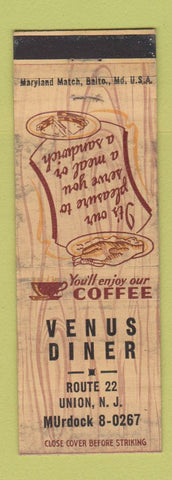 Matchbook Cover - Venus Diner Union NJ WEAR