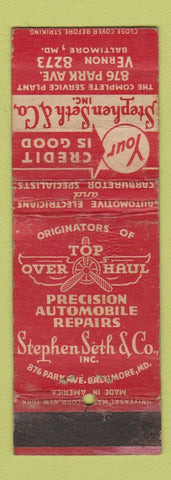 Matchbook Cover - Stephen Smith Auto Reapir Baltimore MD WORN