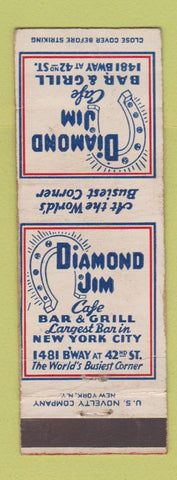 Matchbook Cover - Diamond Jim Cafe Bar Grill New York City