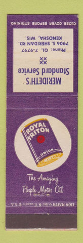 Matchbook Cover - Royal Triton Union 76 oil gas Merideth's Kenosha WI