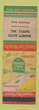 Matchbook Cover - Quaker State oil gas Barritt Auto Supply Pittsfield MA