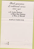 Matchbook Cover - WF Hackett Son Funeral Home Detroit MI 40 Strike