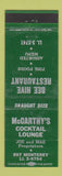 Matchbook Cover - McCarthy's Cocktail Lounge Bee Hive Restaurant WEAR