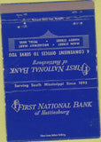 Matchbook Cover - First National Bank Hattiesburg MS 40 Strike