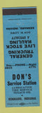 Matchbook Cover - Don's Service Texaco oil gas Kennard IN BLUE