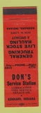 Matchbook Cover - Don's Service Texaco oil gas Kennard IN ORANGE