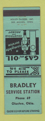 Matchbook Cover - Bradley oil gas Olustee OK low phone #