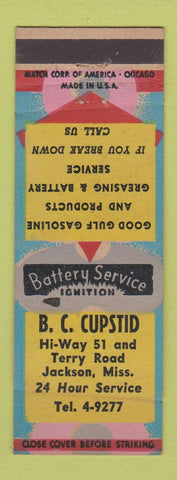 Matchbook Cover - BC Cupsid Gulf oil gas Jackson MS