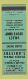 Matchbook Cover - Arleigh's Texaco oil gas Amherst WI Evinrude Boat Motors